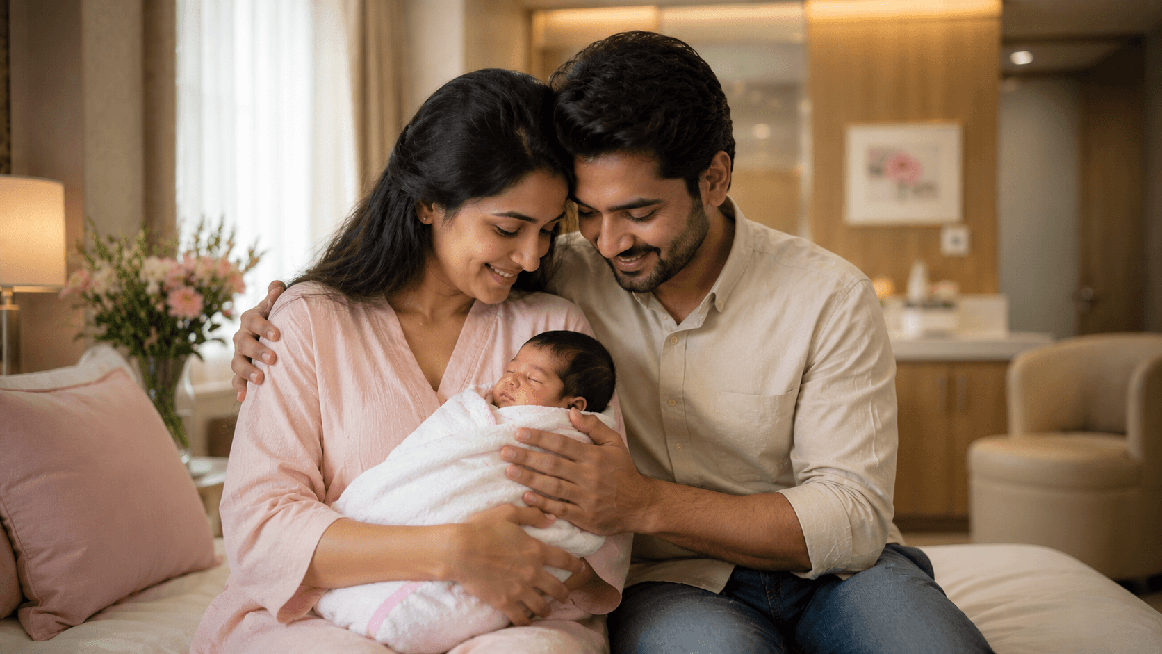 Happy family after IVF success